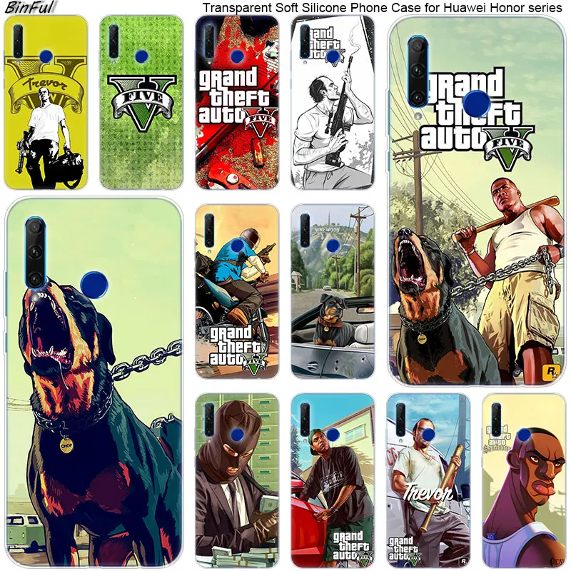 Grand Theft Auto GTA 5 Мягкий силиконовый чехол для телефона Huawei Honor 20 20i 10 9 8 Lite 8X 8C 8A 8S 7S 7A Pro