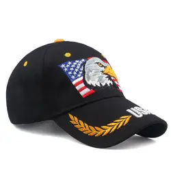 Для мужчин и женщин Универсальный рисунок орла Полиэстер Флаг США Мода Бейсболка Шляпы Защита портативный 3D вышивка приспособленная