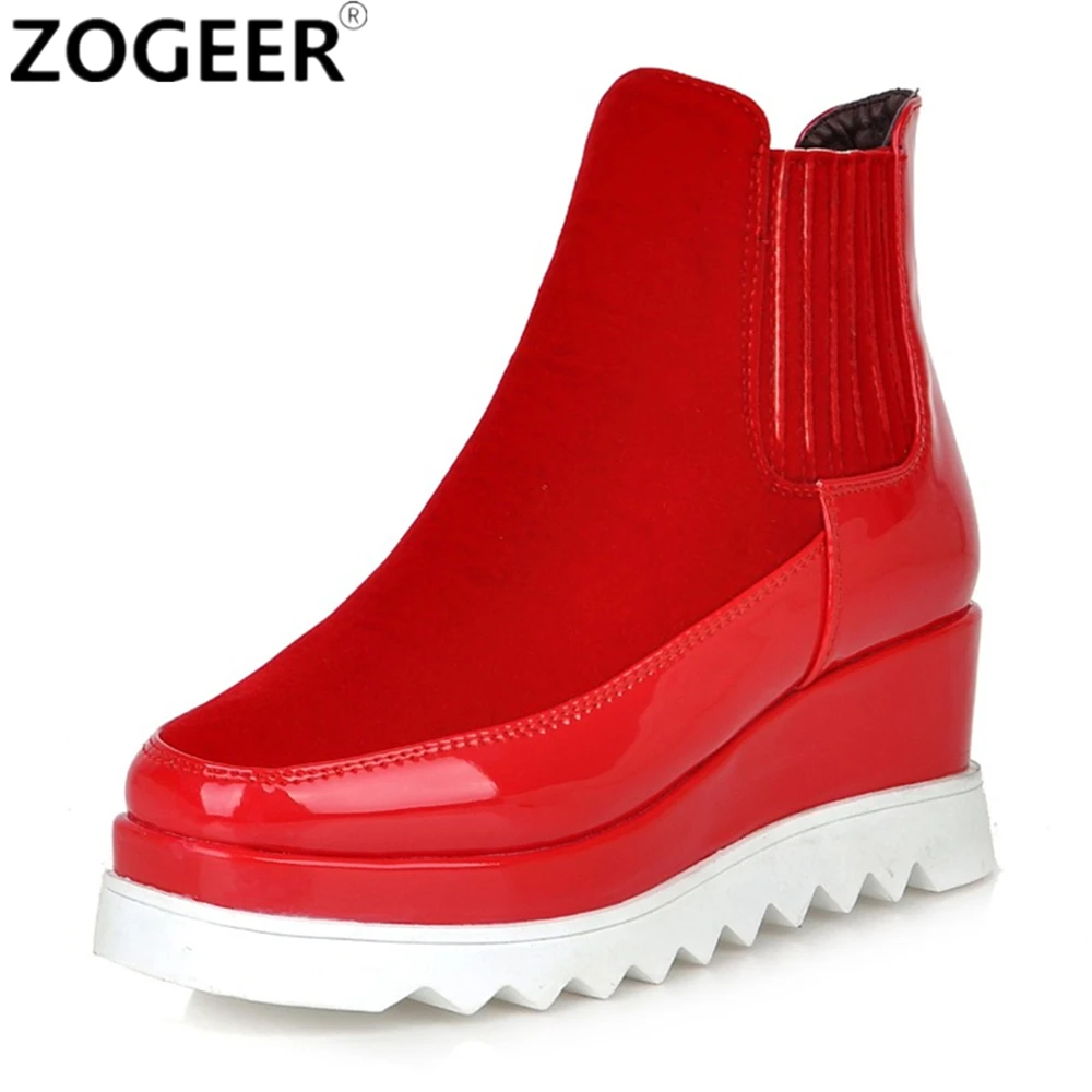 Winter Wedges Snow Boots Women Fashion High heel Platform Ankle Boots For Women Sexy Red Black Height Increasing Shoes Woman Winter Wedges Snow Boots Women Fashion High heel Platform Ankle Boots For Women Sexy Red Black Height Increasing Shoes Woman