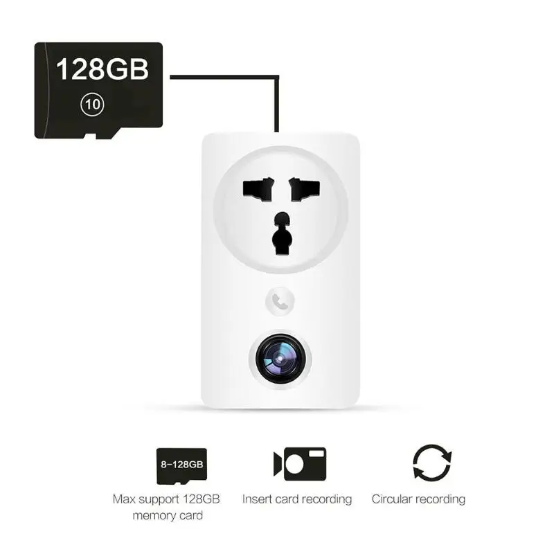 EC59 домашняя камера безопасности с Wi-Fi штепсельной вилкой, умная розетка, видеокамера ночного видения HD 1080P
