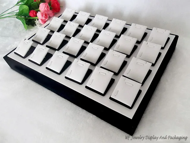 White Leather And Black Velvet Jewelry Tray Earring Holder Organizer White Leather And Black Velvet Jewelry Tray Earring Holder Organizer Pendant Display Stand Rack Box With