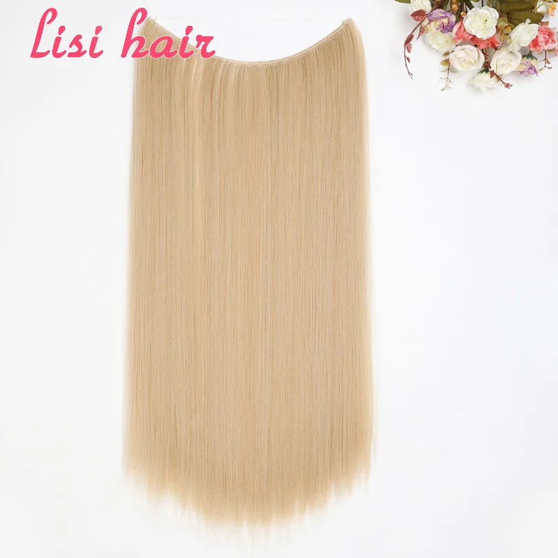 LISI волосы 24 дюйма женские рыбий линии волосы для наращивания коричневый блонд натуральные волнистые длинные с высокой температурой волокна синтетические волосы - Цвет: #6