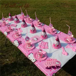 252 шт./лот рисунок «Hello Kitty» тема для девочек День рождения чашка тарелка мешок подарков коробка конфет Decoratin Свадебные выброс рог маска