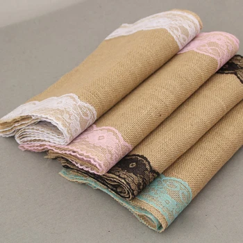 

275cmx30cm Lace Vintage Natural Burlap Jute Hessian Table Runner Cloth Wedding Party Decor Lace Burlap Table Runner for Home Hot