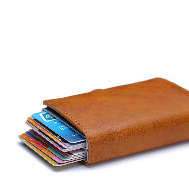 2 коробки Анти Rfid защита для мужчин и женщин тонкий мини-кошелек для кредитных карт держатель PU кожаный Алюминиевый Бизнес футляр для удостоверения личности Украина