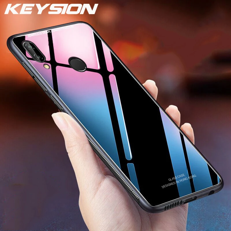 Чехол KEYSION для Huawei P Smart 2019 роскошный глянцевый чехол из закаленного стекла мягкая