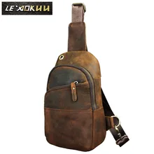 Качественная кожаная мужская Повседневная модная дорожная треугольная нагрудная сумка на ремне, дизайн 8 дюймов, сумка на одно плечо, мужская сумка 8010
