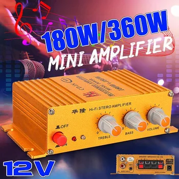 

Hot Sales 180W+180W 12V Input Car Mini HIFI Stereo Digital Amplifiers bluetooth Power Amplifier Car Amplifier