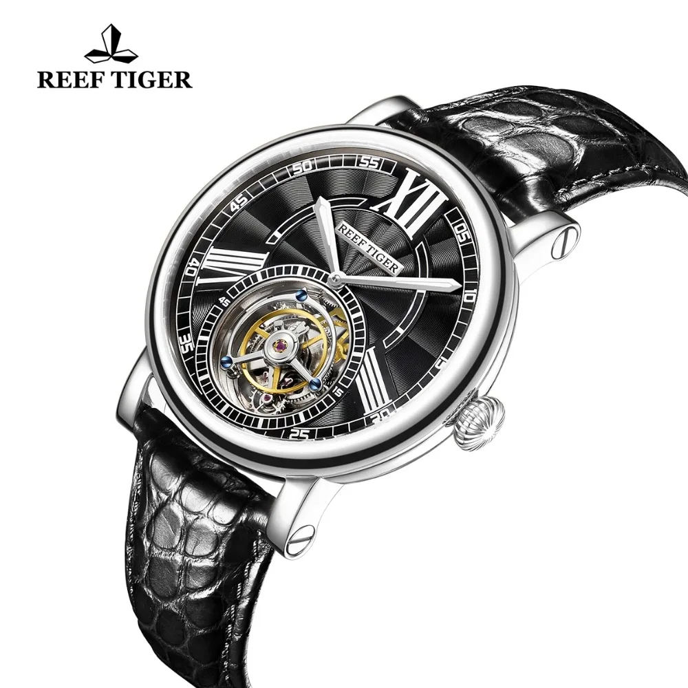 2021 Риф Тигр/RT Роскошные мужские часы Tourbillon автоматические Сталь ремешком из кожи