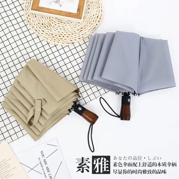 

Wooden Handle Automatic Umbrella Men Women's Umbrella Windproof 10K Rain Traveling Folding Umbrellas 2017 Brand New