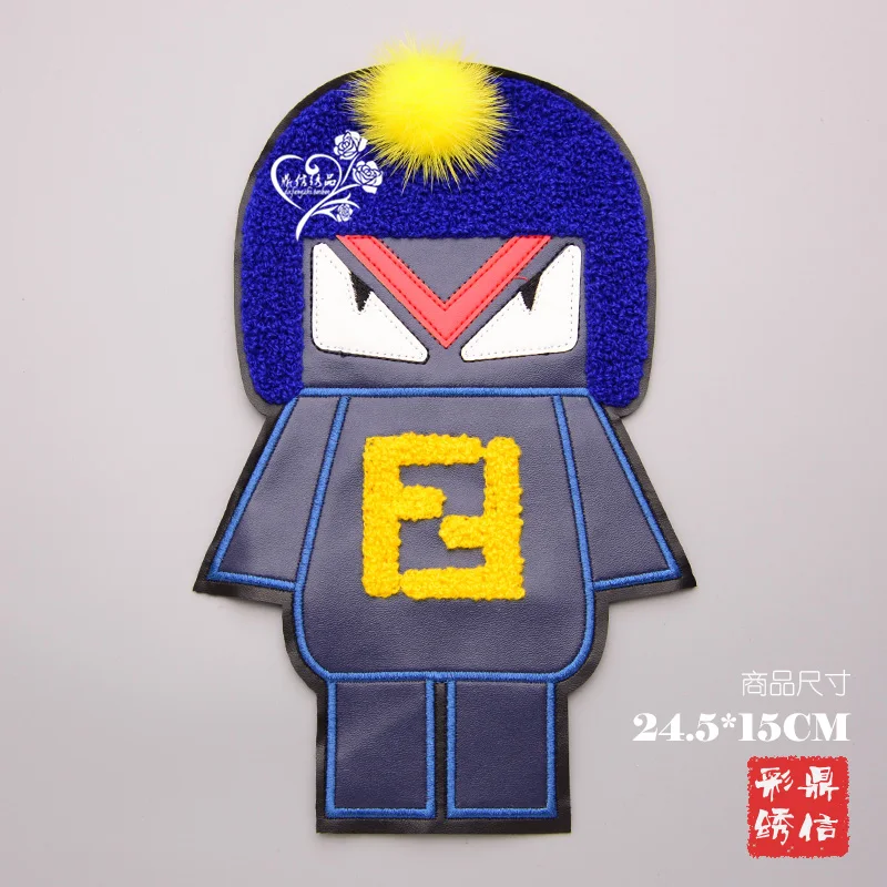 

DIY New High-quality cloth paste Embroidery Handmade Blue curls patch applique by sew-on 1order=2pcs(blue and black)