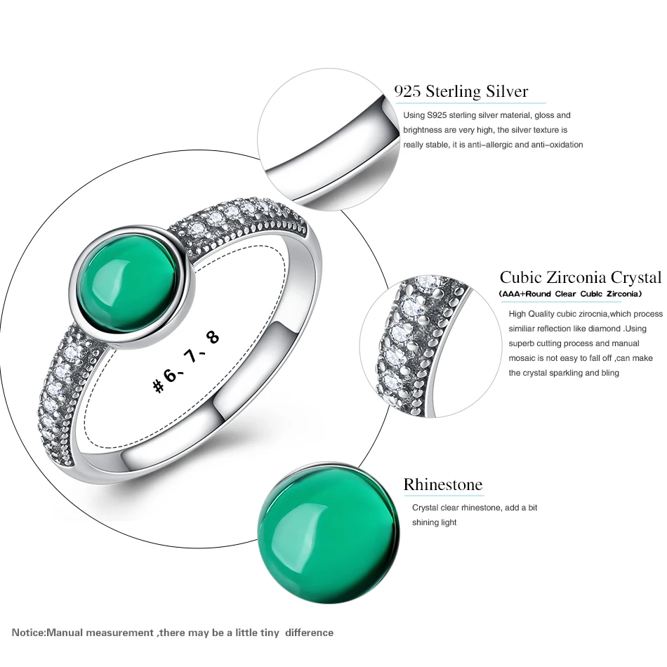 BELAWANG Твердые 925 пробы серебряные кольца зеленый камень кубический цирконий Кристалл Кольца с каплями для женщин Свадебные модные ювелирные изделия подарок