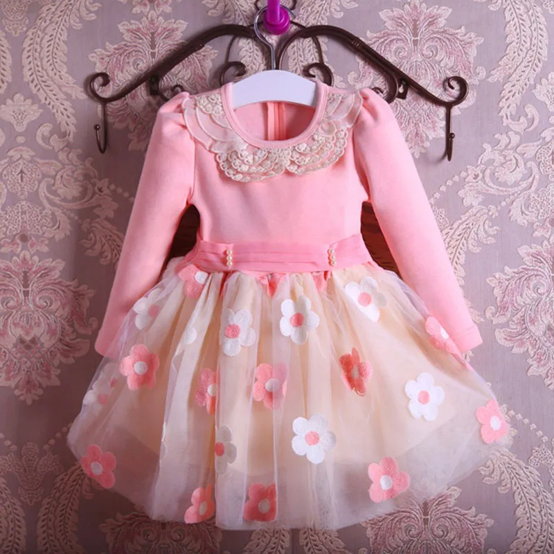

Toddler Girls Pearls Bow Flowers Dresses Baby Girl Princess Birthday Party Dress Ball Gown Tutu Kids Vestido Children's Clothing