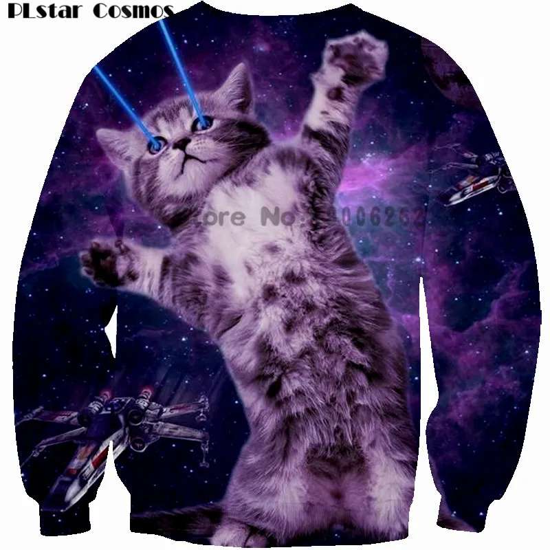 Мужские/wo мужские Galaxy cat 3d напечатаны забавные лазерные худи с кошкой пуловер с длинными рукавами уличная Мужская/wo Мужская толстовка плюс размер 4XL 5XL