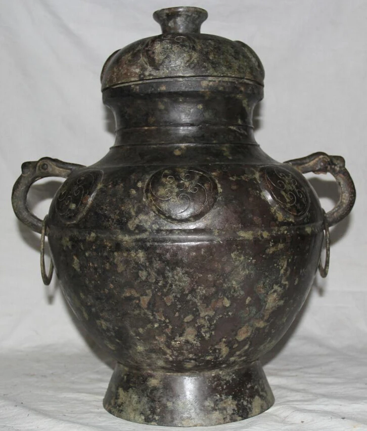 

Elegant old S2276 17 Archaic Chinese Dynasty Bronze Beast Water liquor Vessel Wine Pot Jar Crock (A0321)