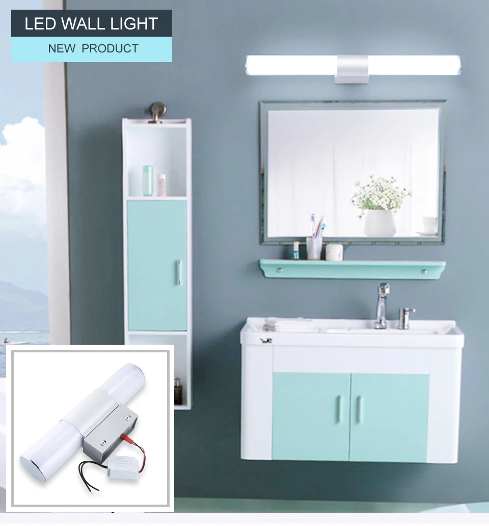 LED Bar Wall Lamp Sconce Makeup Mirror Vanity Light 12W 16W 22W Indoor Stair Bathroom Fixtures Dressing Room Bedroom Wall Light (1)