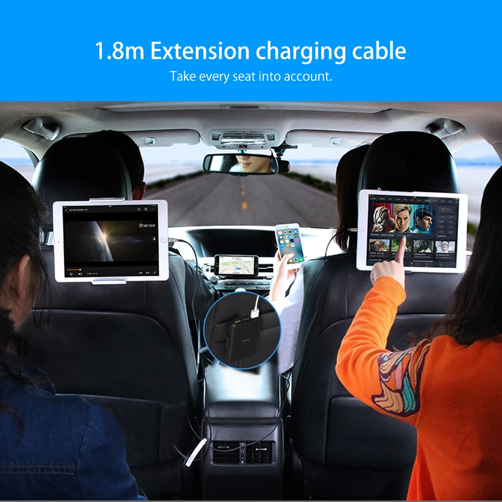 ORICO شاحن سيارة 5 منافذ QC3.0 USB شاحن سيارة USB محول سريع 52 W ل MPV سيارة الهواتف المحمولة اللوحي 12 V /24 V