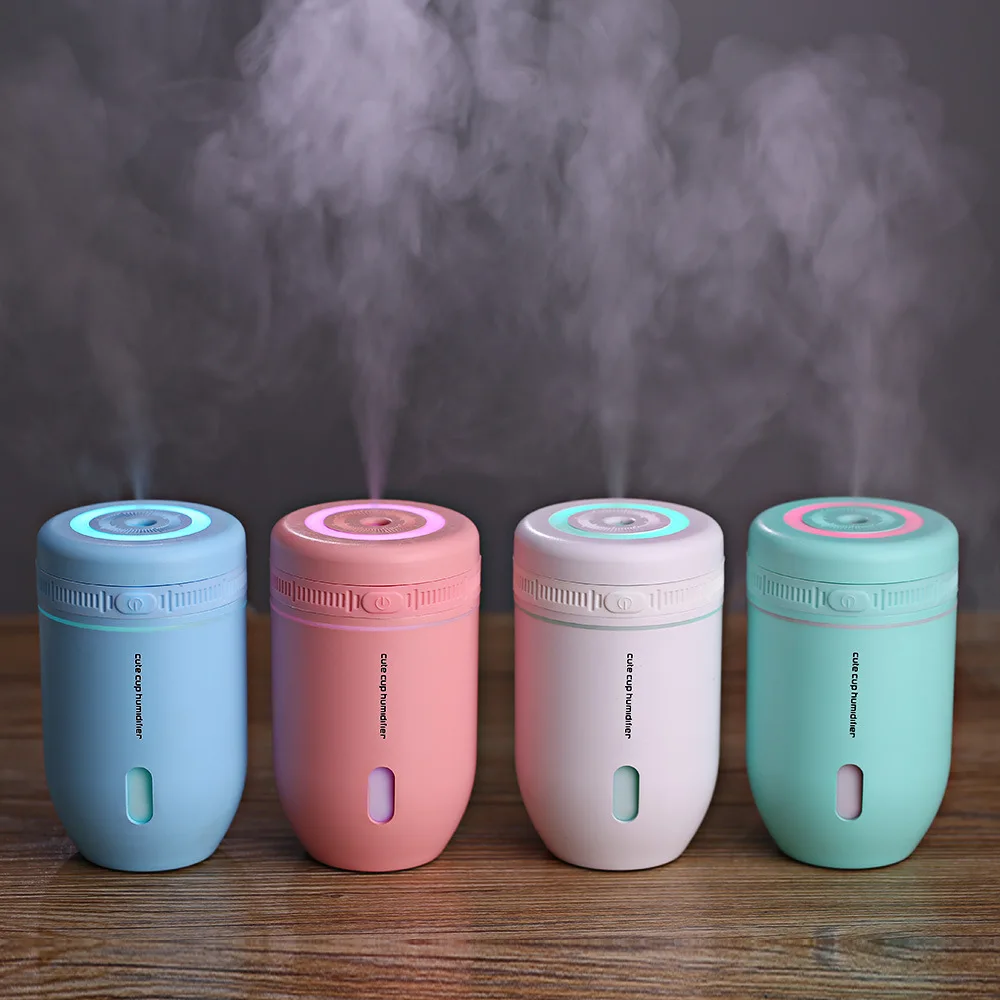 

220ML Cute Cup Ultrasonic Humidifier Car Air Purifier Mini USB Mini Desktop LED Night Light Aroma Mist Humidifiers