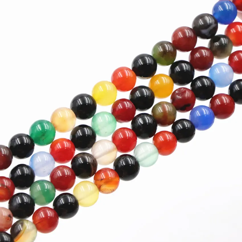 Hot Fashion Natural Stone Beads Mixed Agates 6mm 8mm 10mm Loose Jewelry DIY Making for Women15 Inches M23 | Украшения и