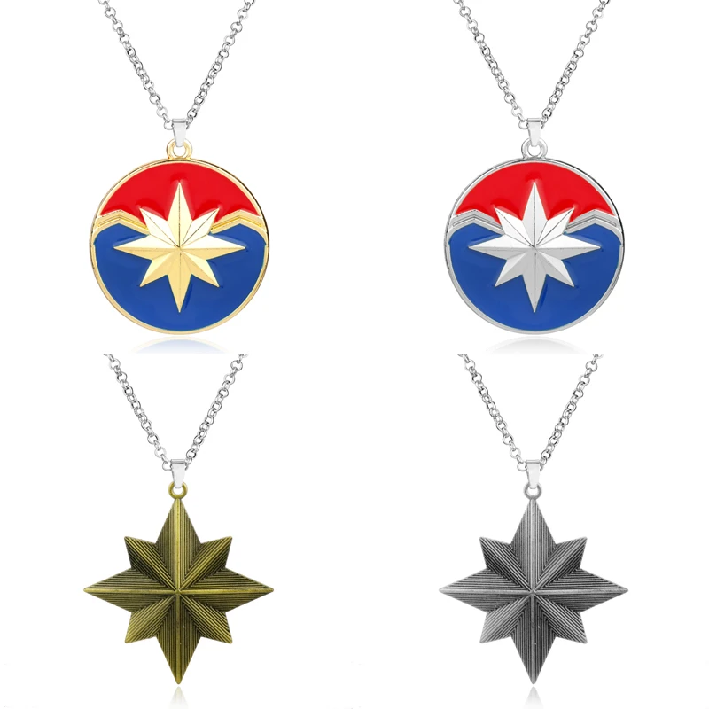 

dongsheng Avengers 4 Captain Marvel Choker Necklace Gold Color Star Pendant with Link Chain Necklace Movie Cosplay Men Jewelry