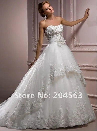 

Free shipping sweetheart appliques handmad flower Wedding Dresses any size/color wholesale/retail