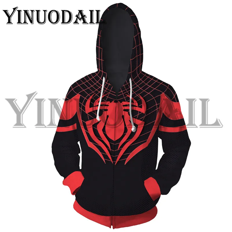 

Spiderman Cosplay Costume Sweatshirt Hooded Uniform Zipper Men Hoodie Sweatshirt Men