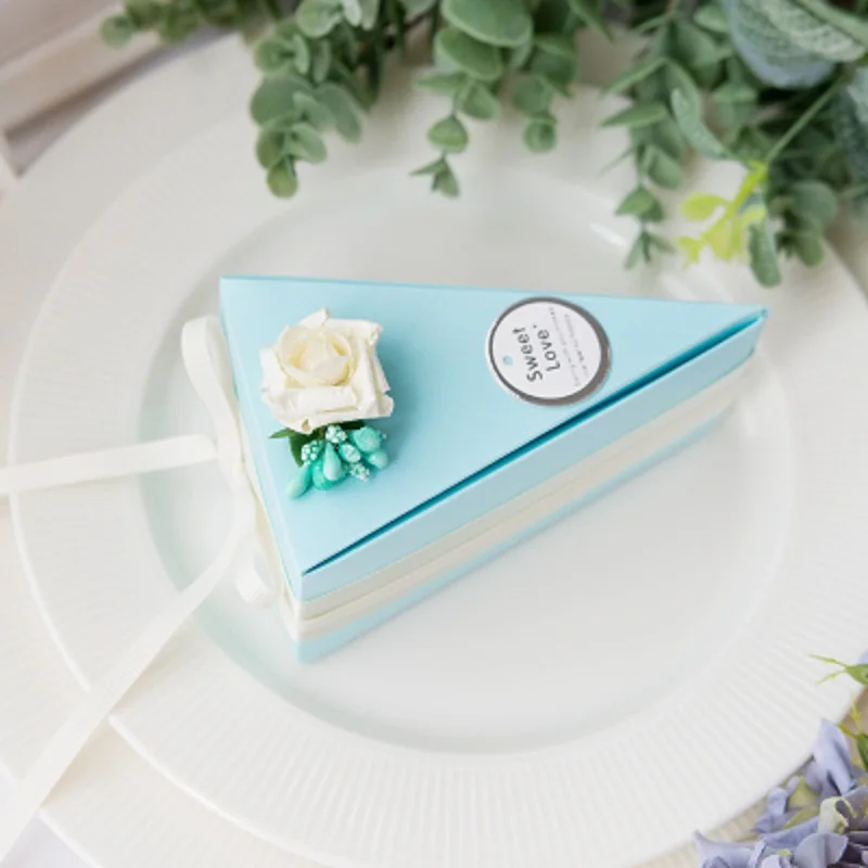 3 цвета 20 шт. сладкий прекрасный цветок украшения коробка конфет форма торта бумажные коробки Подарочная коробка для хендмейда пользу коробка с бантом свадебные подарки - Цвет: Небесно-голубой