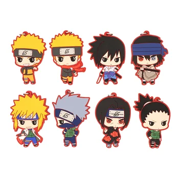 

Naruto Anime Sasuke Hatake Kakashi Uchiha Itachi Namikaze Minato Nara Shikamaru Anime Rubber Keychain