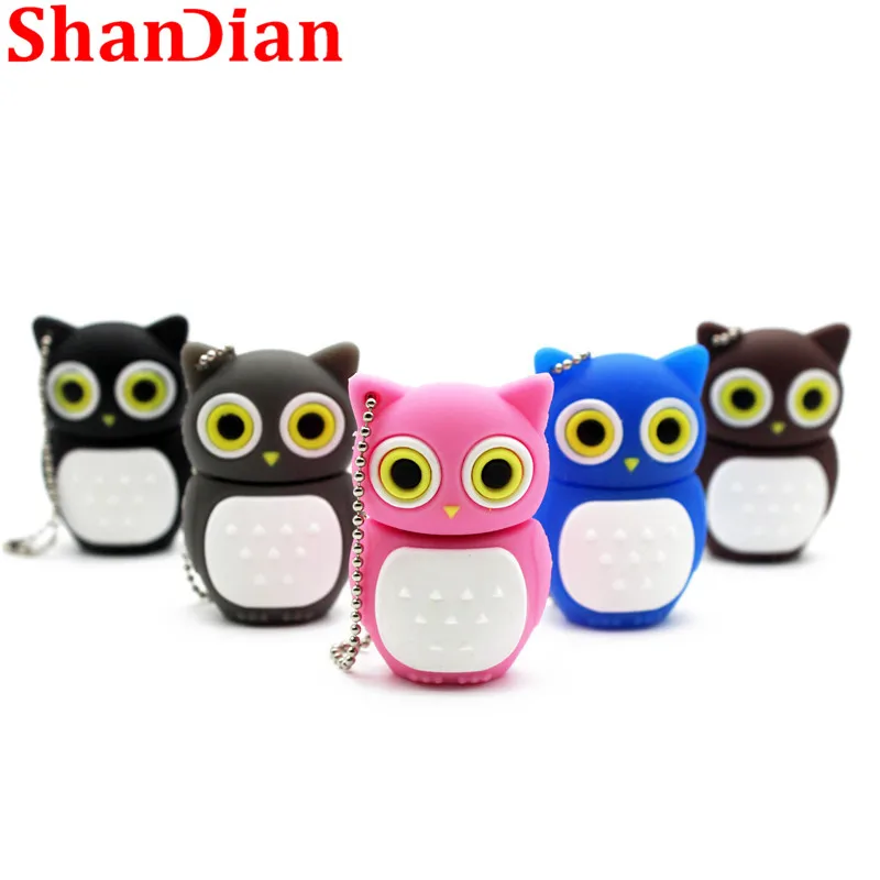 SHANDIAN Fashion ideas USB флеш накопитель с милой совой 64 ГБ 16 32 4 Гб карта памяти мультяшной