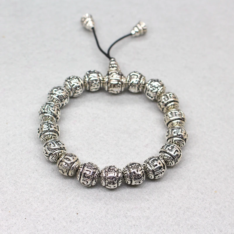 Vintage Tibetan Buddhism White Copper Silver Plated Charm String