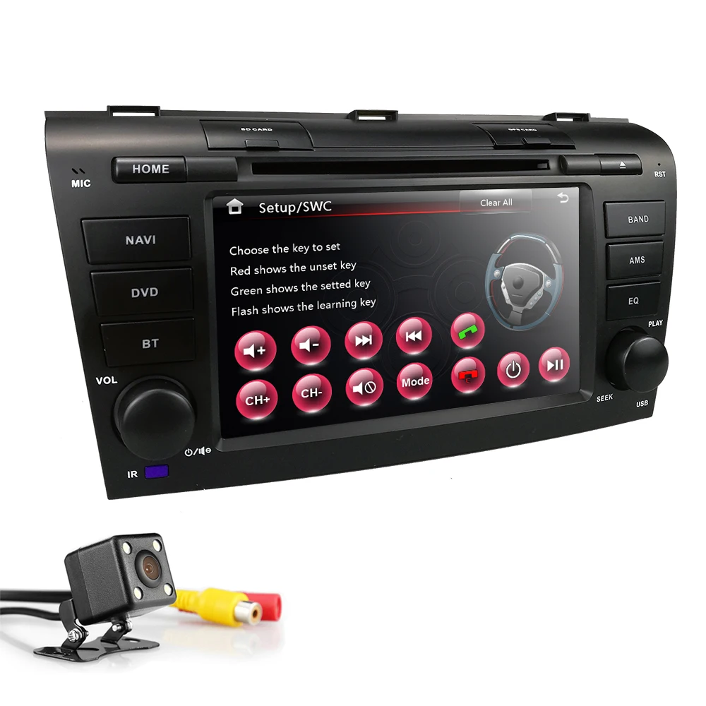 Discount Wince 6.0 Car DVD Player Fit Mazda 3 GPS Navigation 2Din Steering Wheel 800*480 SD Radio Bluetooth TV DAB+BOX DVB-T Rearview CAM 3