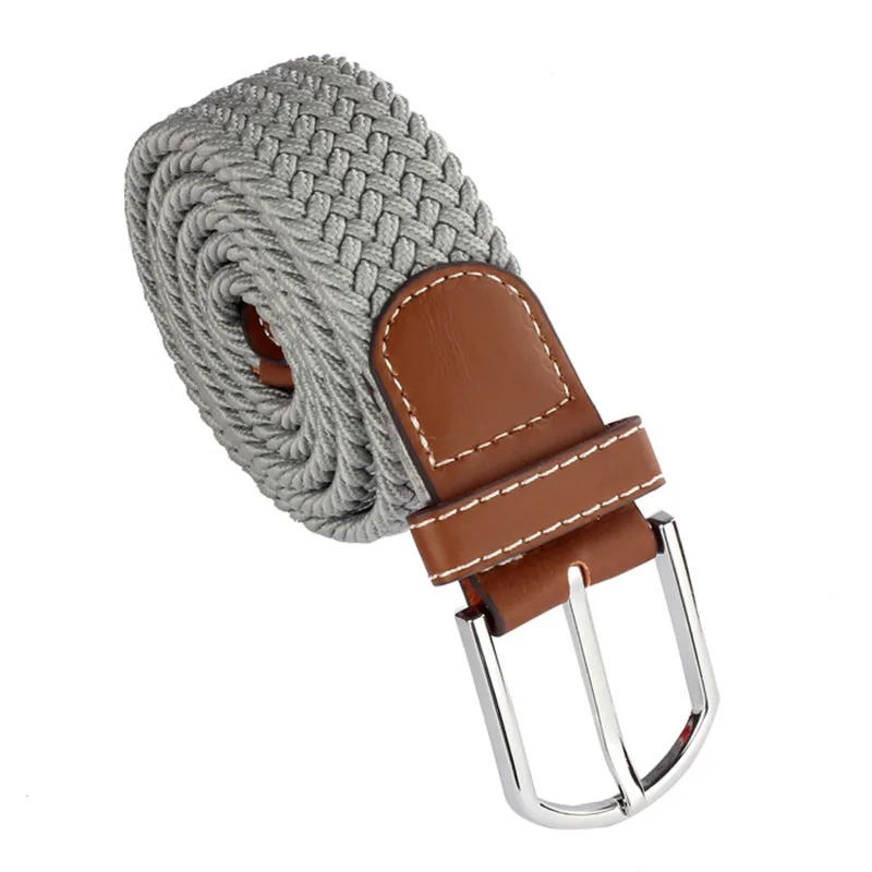 New Men women Canvas Leather Braided Elastic Stretch Metal Buckle Belt Waistband belts for women men 40FE0216