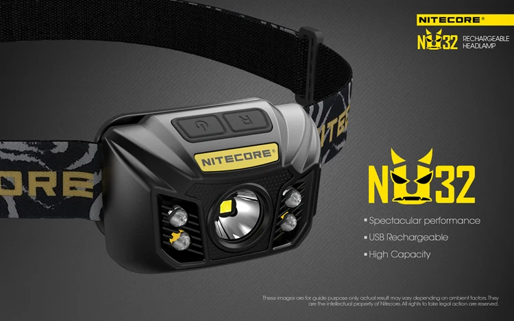 Новинка NITECORE NU32 налобный фонарь 550 люменов CREE XP-G3 S3 светодиодный+ CRI красный Встроенный перезаряжаемый светильник с батареей для наружного поиска