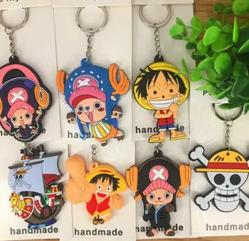 

Hot sale 20 pcs Cartoon mixed Anime one piece Double-sided PVC keychains Anime Keychain T-25