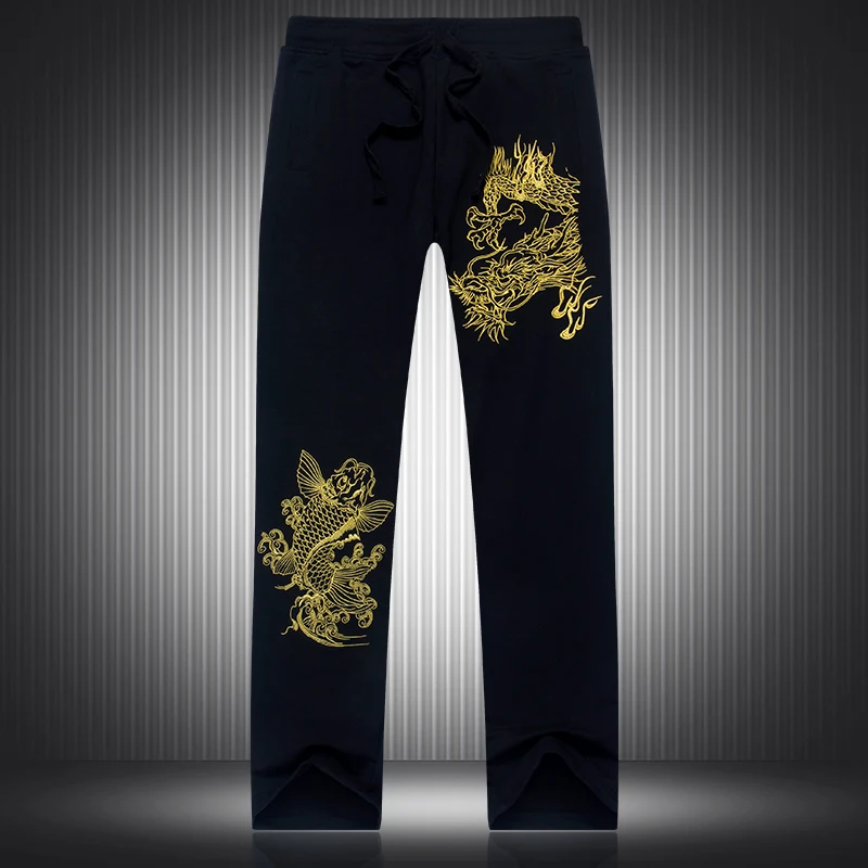 2018 Casual Pants Man Sports Pants Embroidery Dragon Fish Men Sweatpants Cotton Fashion Oversized Sweatpants Male Loose Trousers (11)
