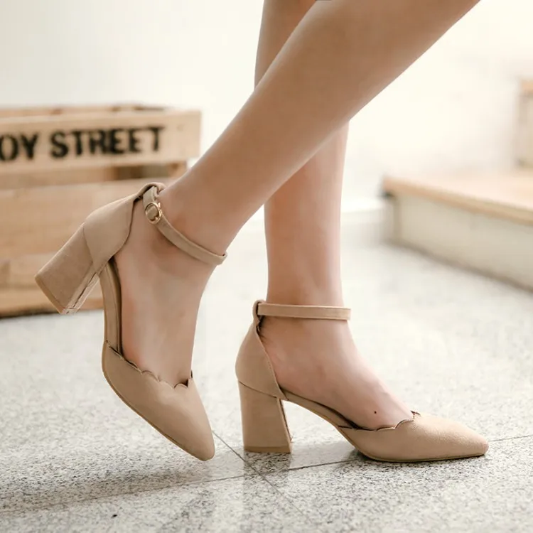 

Big Size 11 12 13 14 15 16 17 One-word buckle lace sandals with thick heels high heels sandals women shoes woman summer ladies