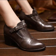 Elegant high heels shoes handmade vintage genuine leather women s shoes first layer of cowhide fashion