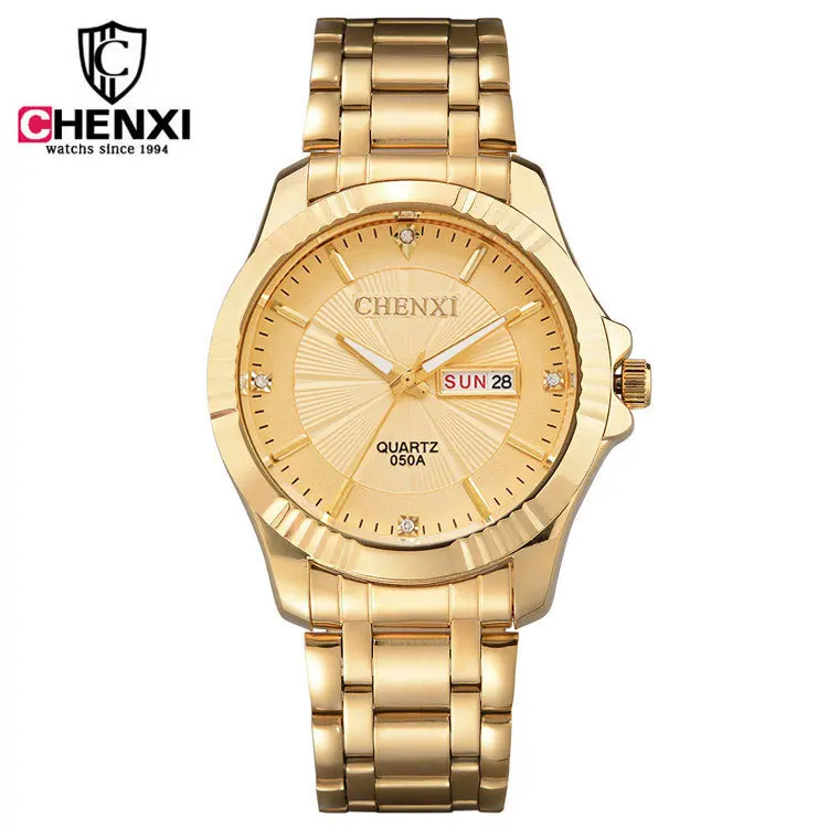 

2018 CHENXI Gold Watch Men Women Luxury Business Man Watch Golden Waterproof Fashion Casual calendar Quartz Male Dress Clock