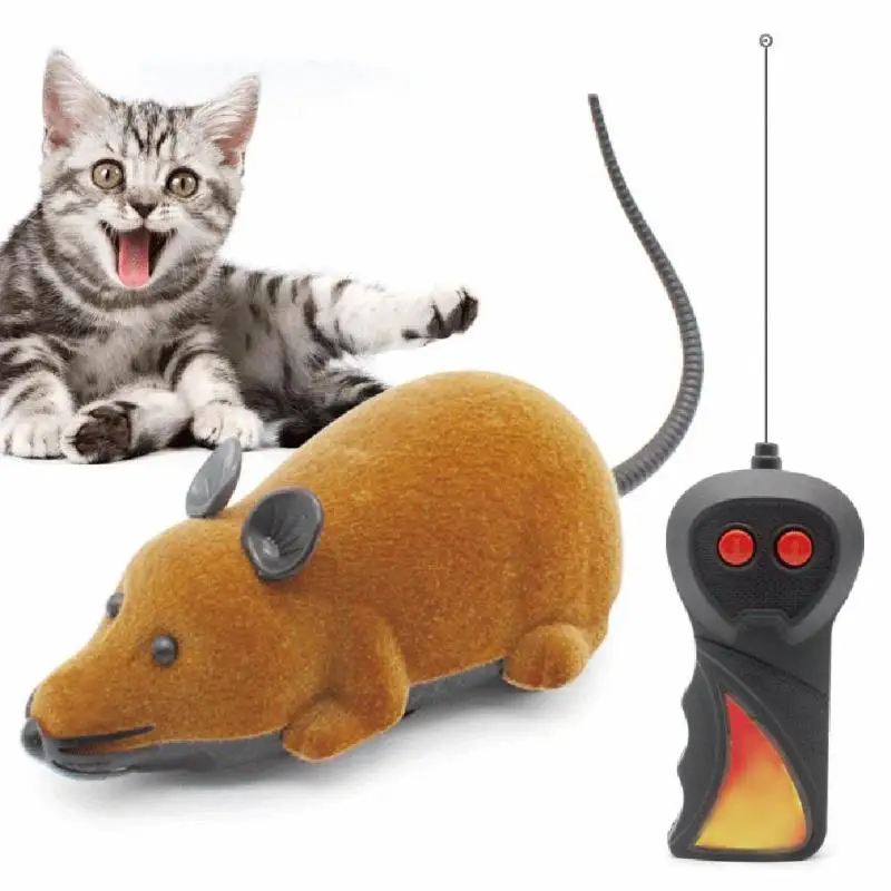 

Wireless Electric RC Flocking Plastic Rat Mice Toy Remote Control Mouse for Pet Cat Kitten Playing Toys Cat Training Toy
