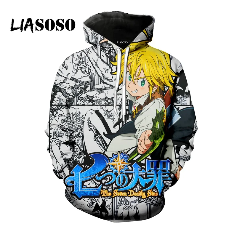 

LIASOSO NEW Anime Nanatsu No Taizai The Seven Deadly Sins Dragon 3D Print t shirt/Hoodie/Sweatshirt Unisex Hipster Tops G1285