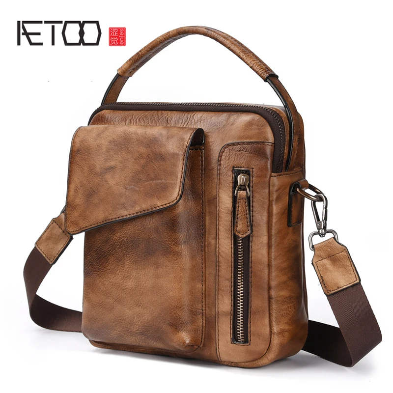 

AETOO Men's Vintage Bag new handmade color leather male bag crossbody bag men's shoulder bag