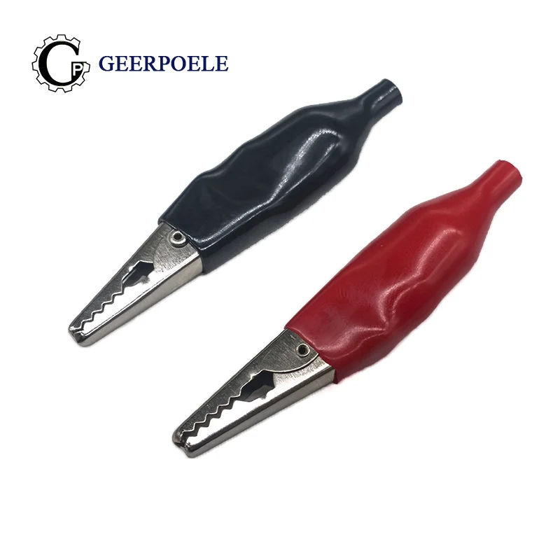 

10pcs/lot 45 MM Metal Alligator Clip crocodile clip Electrical Clamp for Testing Probe Meter With Red Black Plastic Spring clip