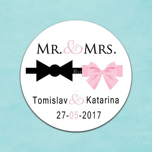 Custom Wedding Sticker Favors Personalized Mr Mrs Labels Custom Wedding Sticker Favors Personalized Mr Mrs Labels Tuxedo Bow And Pink