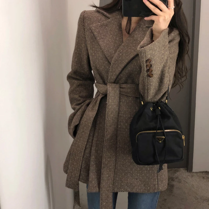 

KMETRAM Wool Coat Female Jacket Autumn Winter Jacket Women Clothes 2019 Korean Vintage Blazer Woolen Coats Chaqueta Mujer MY2571