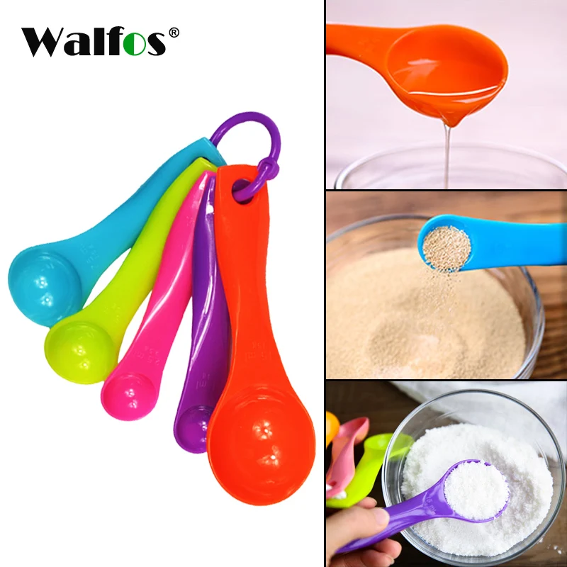 

5 pcs/set Measuring Spoons Colorful Plastic (1 / 2.5 / 5 / 7.5/ 15ml) Measure Spoon Super Useful Sugar Cake Baking Spoon