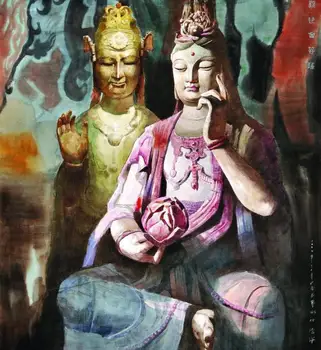 

24 " LARGE # Special offer # the Buddha oil painting #HOME Effective protection Bodhisattvas PRINT PAINTING on canvas-