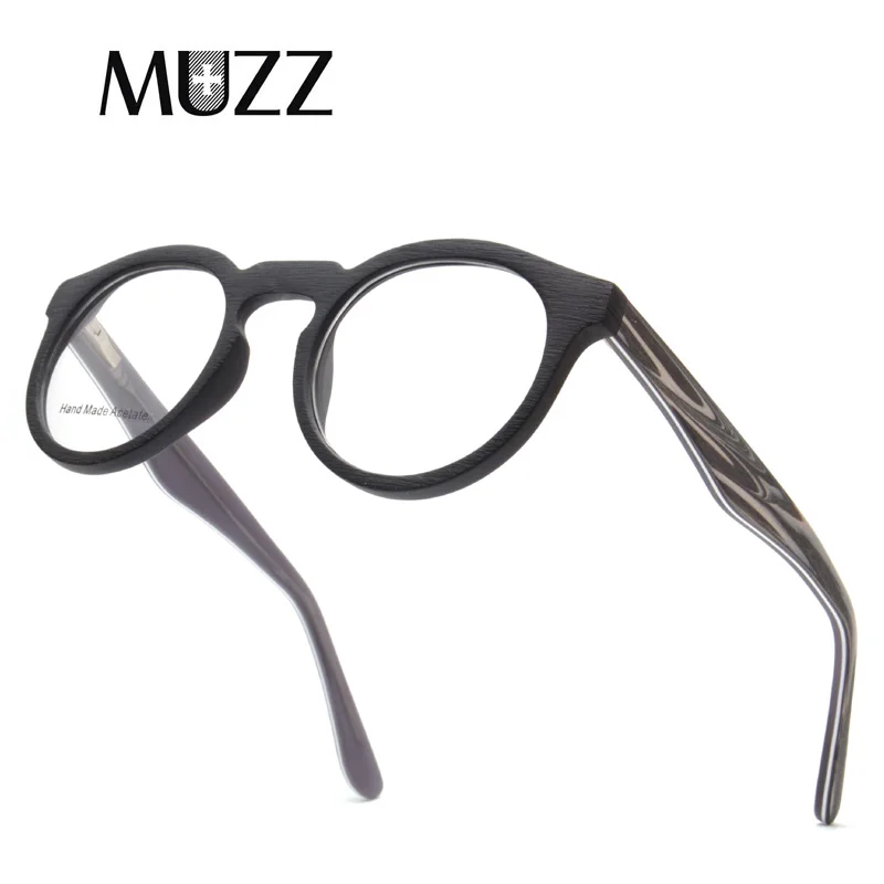 MUZZ новые ацетатные оптические очки оправа для мужчин полный Винтаж Круглый Оливер очки с прозрачными защитными стеклами высоко