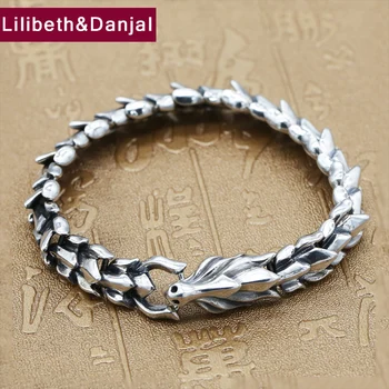 

2019 Hippop Street Culture Dragon Bone Bracelet Bangle 100% 925 Sterling Silver Jewelry Men Designer Chain chakra Bracelet B70