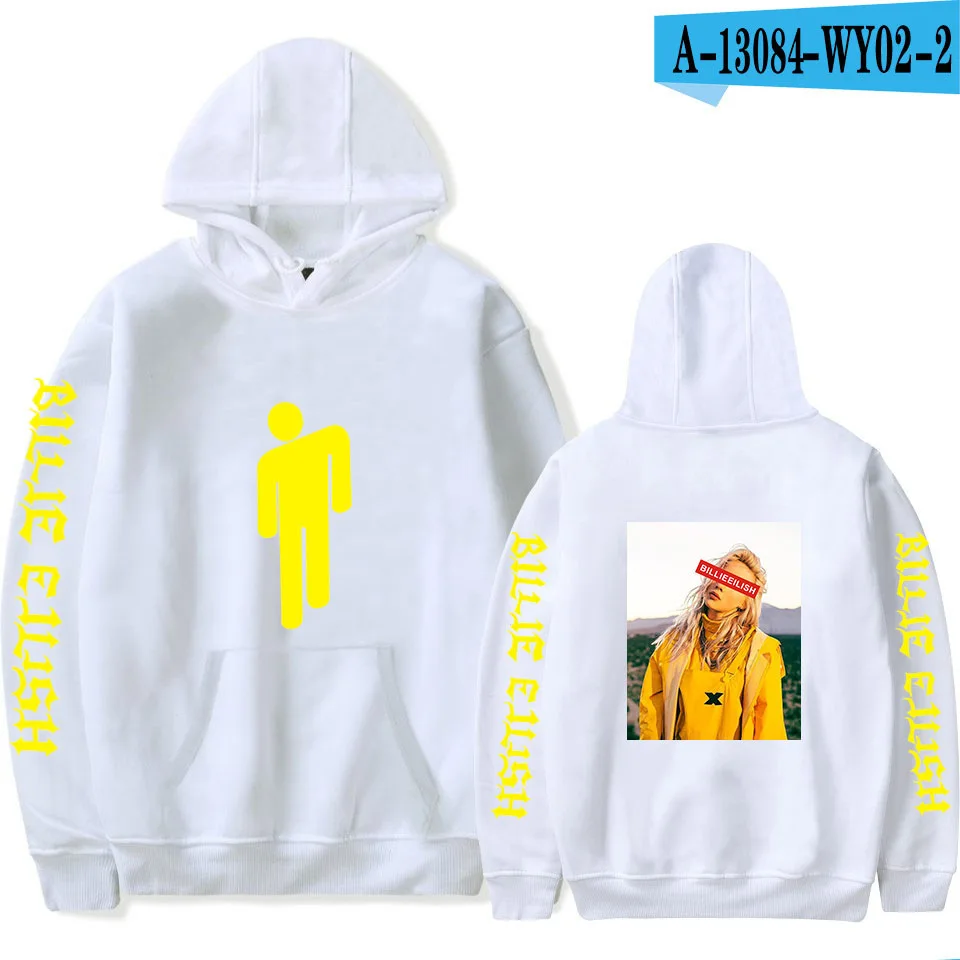 Новинка Billie Eilish, Мужская толстовка, пуловер, свитшоты, хип-хоп рэпер, толстовки, трендовая уличная одежда, Осенние Теплые женские/мужские толстовки, костюм - Цвет: White A13084