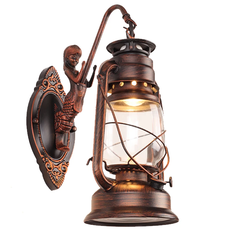 Retro restaurant Wall Lamp Vintage Glass European Kerosene Lamps Beside Loft Light For Bar Coffee Shop Bathroom Home Led Lights | Лампы и